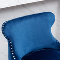 Contemporary Velvet Upholstered Wing Back Barstools With Button Tufted Decoration And Wooden Legs, And Chrome Trim, Leisure Style Bar Chairs,Bar Stools,Set Of 2 Blue ,Sw1824Bl Blue Foam Velvet