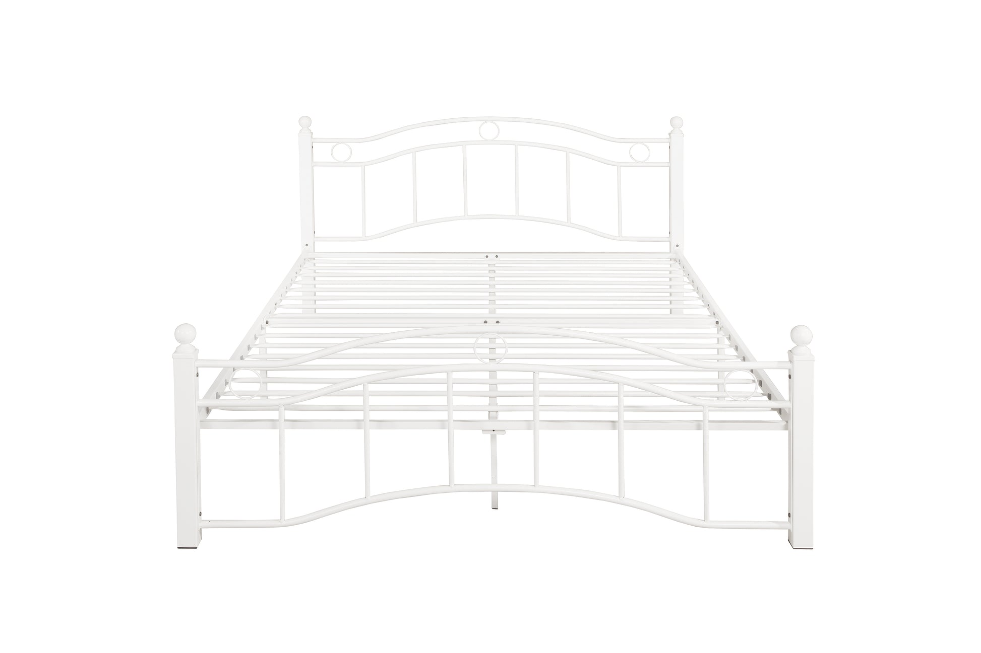 Queen Size Metal Bed Frame With Headboard And Footboard White White Metal