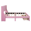 Queen Size Storage Bed Velvet Upholstered Platform Bed With A Big Drawer Pink Pink Velvet