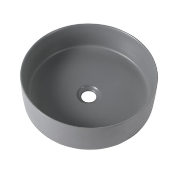 Ceramic Circular Vessel Bathroom Sink Art Sink Grey Ceramic