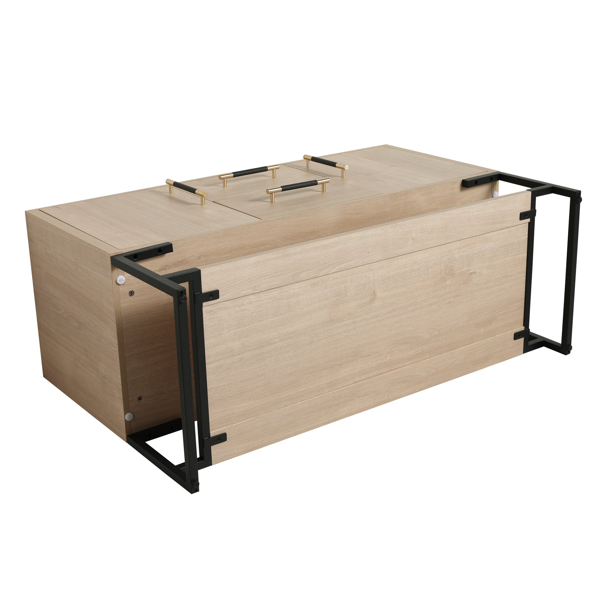 48 Inch Bathroom Vanity Freestanding Design With Black Resin Sink Plain Light Oak Bathroom American Traditional Plywood