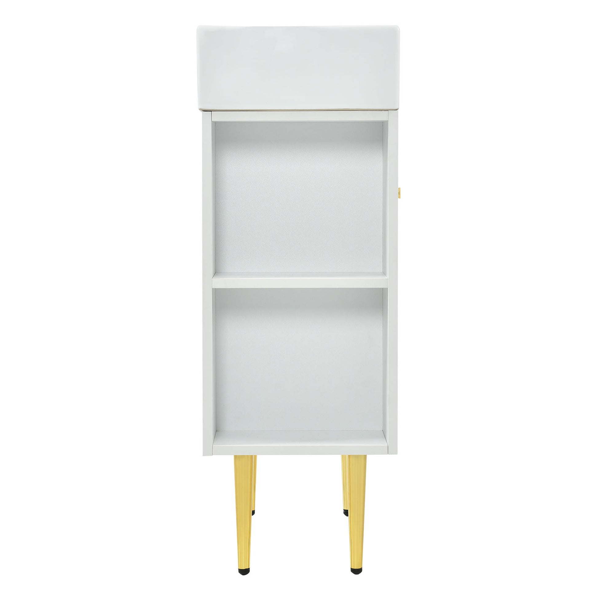 21.6" White Bathroom Vanity, Combo Cabinet, Bathroom Storage Cabinet, Single Ceramic Sink, Left Side Storage White Ceramic Mdf