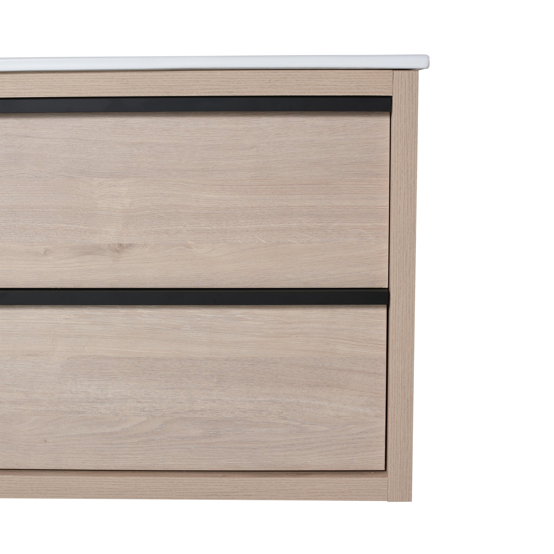 24" Bathroom Vanity with 2 Soft Close drawers, White 2-plain light oak-bathroom-wall