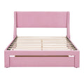 Queen Size Storage Bed Velvet Upholstered Platform Bed With A Big Drawer Pink Pink Velvet