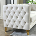 Contact Us For 3D Modeling Velvet Sofa For Living Room,Buttons Tufted Square Arm Couch, Modern Couch Upholstered Button And Metal Legs, Sofa Couch For Bedroom, Beige Velvet 2S Beige Foam Velvet