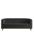 Contact Us For 3D Modeling Velvet Sofa For Living Room,Buttons Tufted Square Arm Couch, Modern Couch Upholstered Button And Metal Legs, Sofa Couch For Bedroom, Black Velvet ,2Pcs Black Foam Velvet
