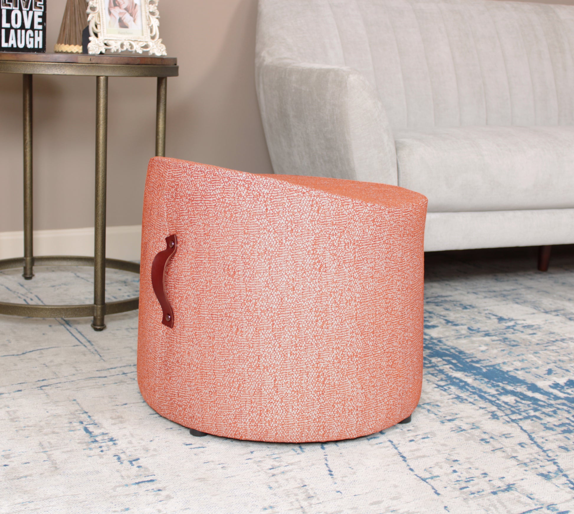 Crescent Puff Ottoman Red Red Upholstered