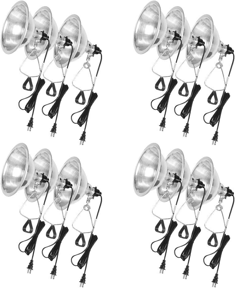 Simple Deluxe 12 Pack Clamp Lamp Light With 8.5 Inch Aluminum Reflector Up To 150 Watt E26 Socket No Bulb Included 6 Feet 18 2 Spt 2 Cord White Metal