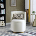 360 Swivel Accent Chair With Storage Function, Velvet Curved Chair With Gold Metal Base For Living Room, Nursery, Bedroom Video Beige Fabric
