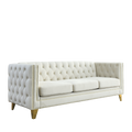 Contact Us For 3D Modeling Velvet Sofa For Living Room,Buttons Tufted Square Arm Couch, Modern Couch Upholstered Button And Metal Legs, Sofa Couch For Bedroom, Beige Velvet ,2Pcs Beige Foam Velvet