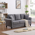 Modern Velvet Couch With 2 Pillow, 78 Inch Width Living Room Furniture, 3 Seater Sofa With Plastic Legs Gray Velvet