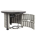 36 Inch Gas Propane Fire Pit Table, 50000 Btu Round Gas Fire Table With Lid & Lava Rock, Grey Rattan & Wicker Base, Outdoor Gas Firepit Table For Outside, Yard, Patio, Party, Garden Grey Steel