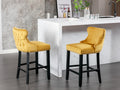 Contemporary Velvet Upholstered Wing Back Barstools With Button Tufted Decoration And Wooden Legs, And Chrome Trim, Leisure Style Bar Chairs,Bar Stools,Set Of 2 Gold ,Sw1824Gl Gold Foam Velvet