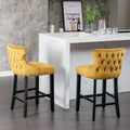 Contemporary Velvet Upholstered Wing Back Barstools With Button Tufted Decoration And Wooden Legs, And Chrome Trim, Leisure Style Bar Chairs,Bar Stools,Set Of 2 Gold ,Sw1824Gl Gold Foam Velvet