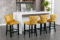 Contemporary Velvet Upholstered Wing Back Barstools With Button Tufted Decoration And Wooden Legs, And Chrome Trim, Leisure Style Bar Chairs,Bar Stools,Set Of 2 Gold ,Sw1824Gl Gold Foam Velvet