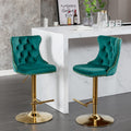 Golden Swivel Velvet Barstools Adjusatble Seat Height From 25 33 Inch, Modern Upholstered Bar Stools With Backs Comfortable Tufted For Home Pub And Kitchen Island Green,Set Of 2 Green Foam Velvet