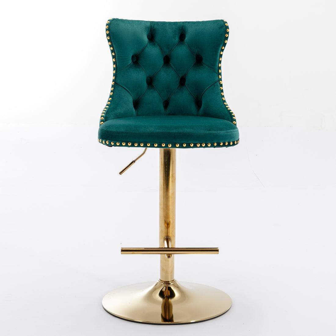 Golden Swivel Velvet Barstools Adjusatble Seat Height From 25 33 Inch, Modern Upholstered Bar Stools With Backs Comfortable Tufted For Home Pub And Kitchen Island Green,Set Of 2 Green Foam Velvet