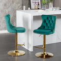 Golden Swivel Velvet Barstools Adjusatble Seat Height From 25 33 Inch, Modern Upholstered Bar Stools With Backs Comfortable Tufted For Home Pub And Kitchen Island Green,Set Of 2 Green Foam Velvet