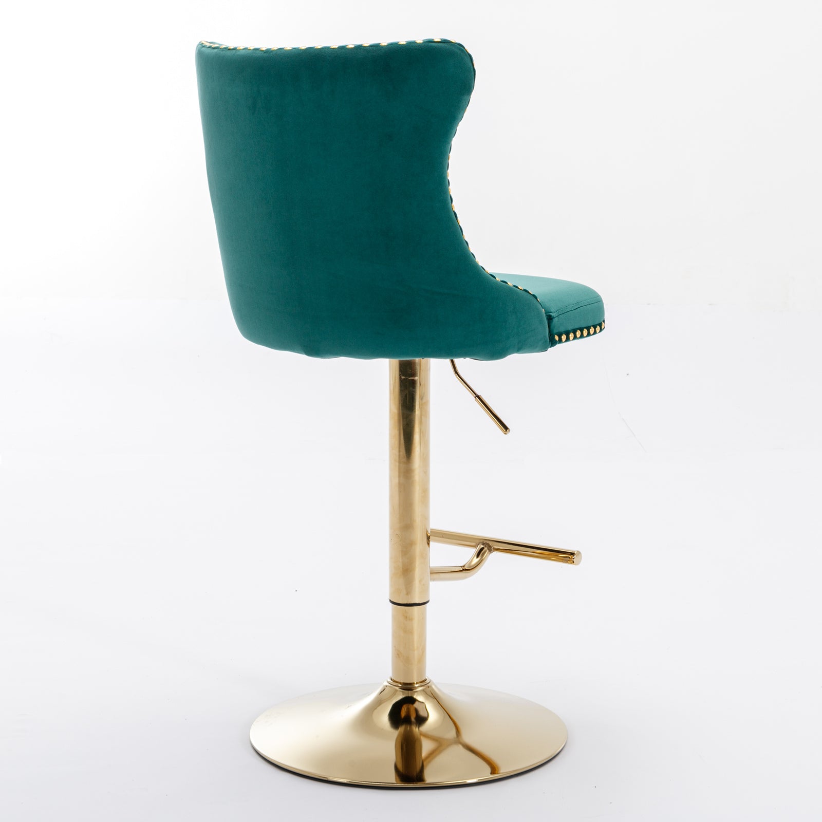 Golden Swivel Velvet Barstools Adjusatble Seat Height From 25 33 Inch, Modern Upholstered Bar Stools With Backs Comfortable Tufted For Home Pub And Kitchen Island Green,Set Of 2 Green Foam Velvet