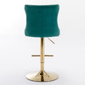 Golden Swivel Velvet Barstools Adjusatble Seat Height From 25 33 Inch, Modern Upholstered Bar Stools With Backs Comfortable Tufted For Home Pub And Kitchen Island Green,Set Of 2 Green Foam Velvet