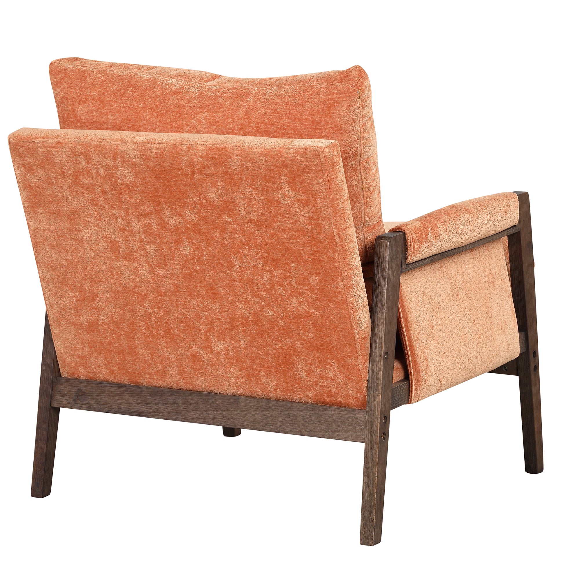 Mid Century Modern Velvet Accent Chair,Leisure Chair With Solid Wood And Thick Seat Cushion For Living Room,Bedroom,Studio,Orange Orange Foam Velvet