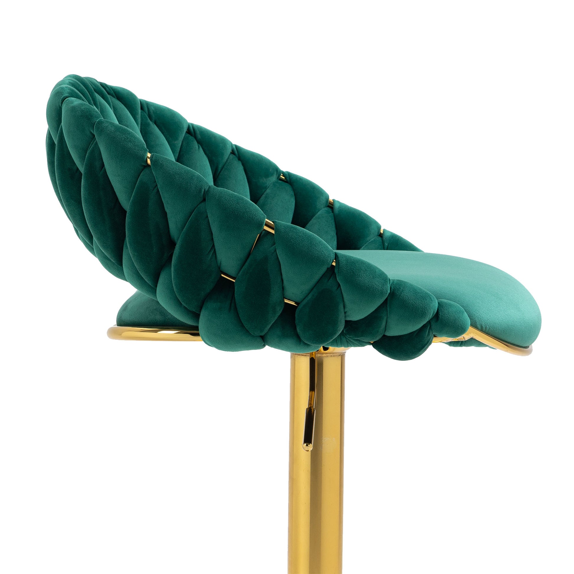 Coolmore Swivel Bar Stools Set Of 2 Adjustable Counter Height Chairs With Footrest For Kitchen, Dining Room 2Pc Set Emerald Polyester