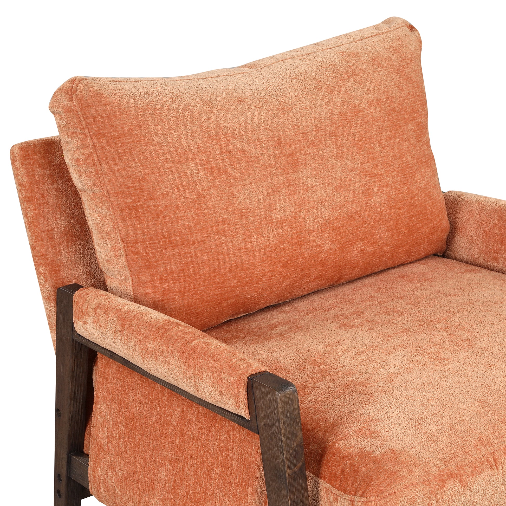 Mid Century Modern Velvet Accent Chair,Leisure Chair With Solid Wood And Thick Seat Cushion For Living Room,Bedroom,Studio,Orange Orange Foam Velvet