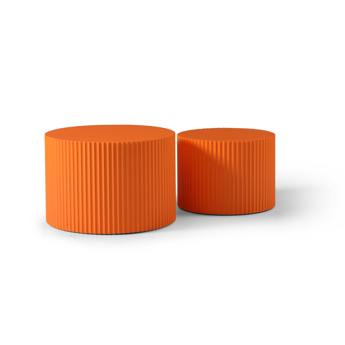 Mdf Nesting Table Set Of 2,Handcraft Round Coffee Table For Living Room Leisure Area, Orange Orange Mdf