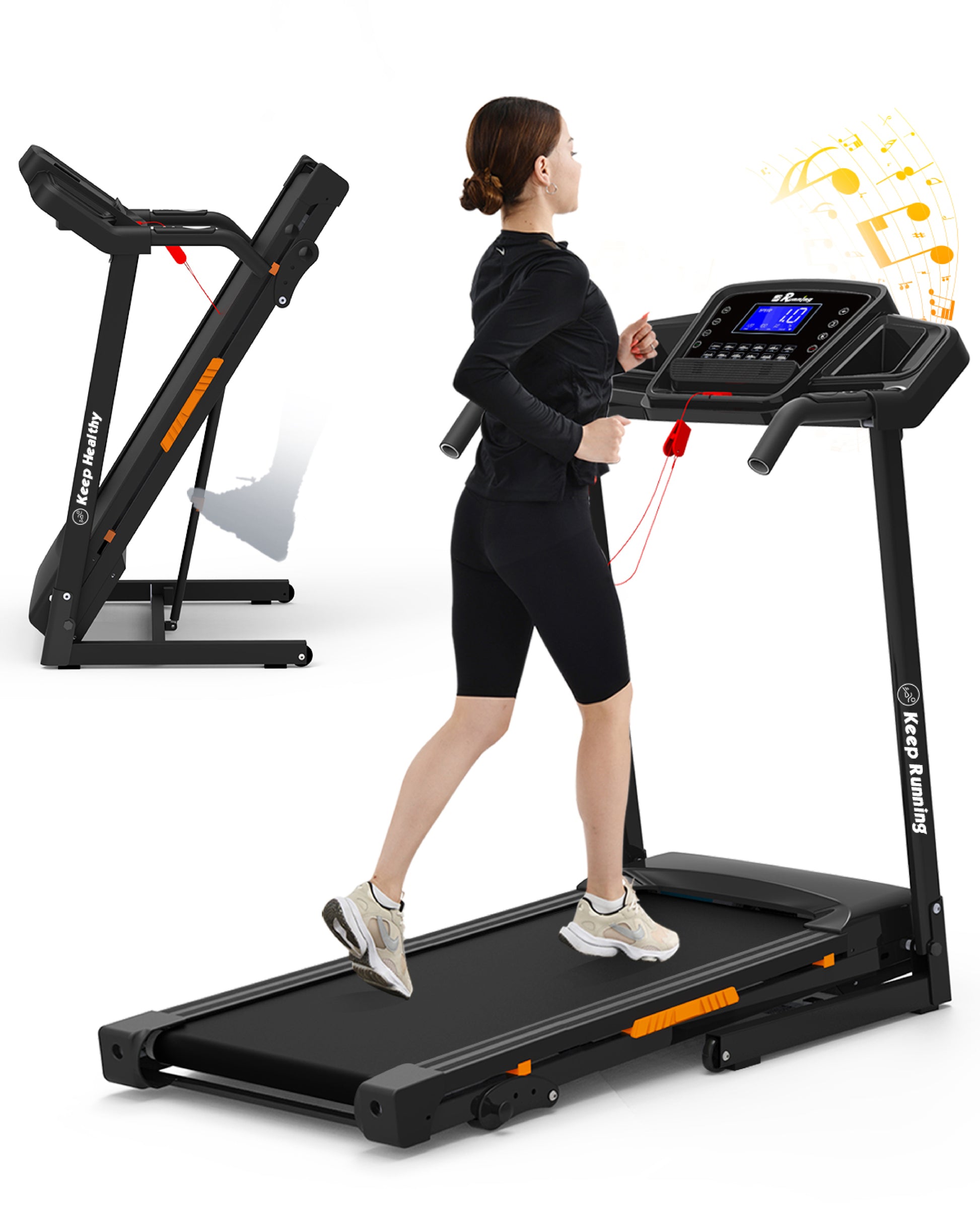 Foldable Treadmill With Incline, Folding Treadmill For Home Electric T