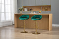 Coolmore Swivel Bar Stools Set Of 2 Adjustable Counter Height Chairs With Footrest For Kitchen, Dining Room 2Pc Set Emerald Polyester