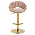 Coolmore Swivel Bar Stools Set Of 2 Adjustable Counter Height Chairs With Footrest For Kitchen, Dining Room 2Pc Set Pink Polyester