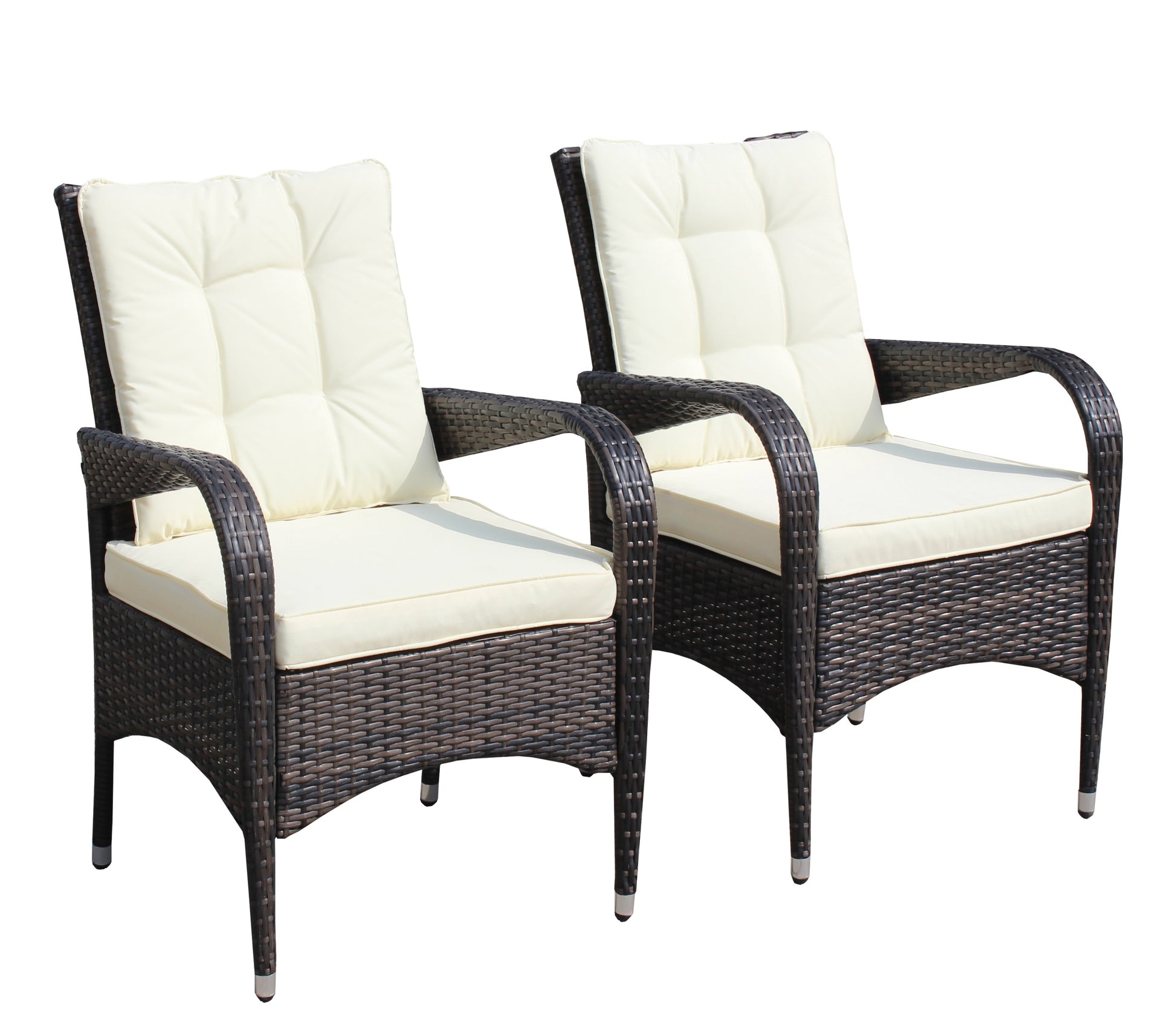 2 Piece Liberatore Dining Chairs With Cushions Beige Cushion Brown Iron