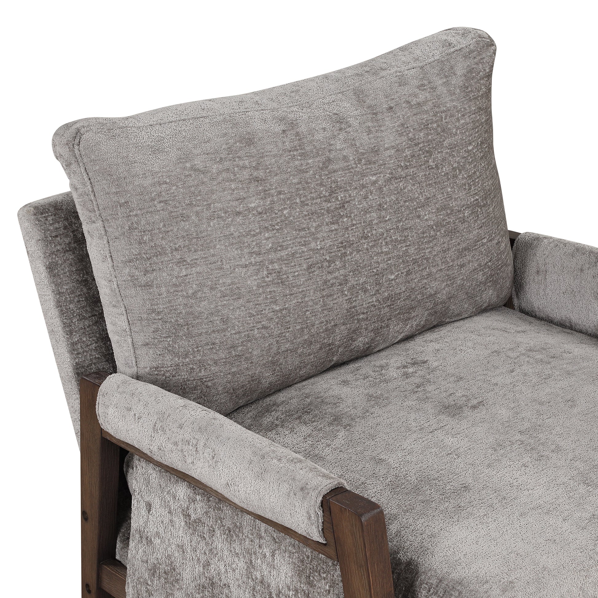 Mid Century Modern Velvet Accent Chair,Leisure Chair With Solid Wood And Thick Seat Cushion For Living Room,Bedroom,Studio,Grey Grey Foam Velvet