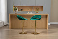 Coolmore Swivel Bar Stools Set Of 2 Adjustable Counter Height Chairs With Footrest For Kitchen, Dining Room 2Pc Set Emerald Polyester