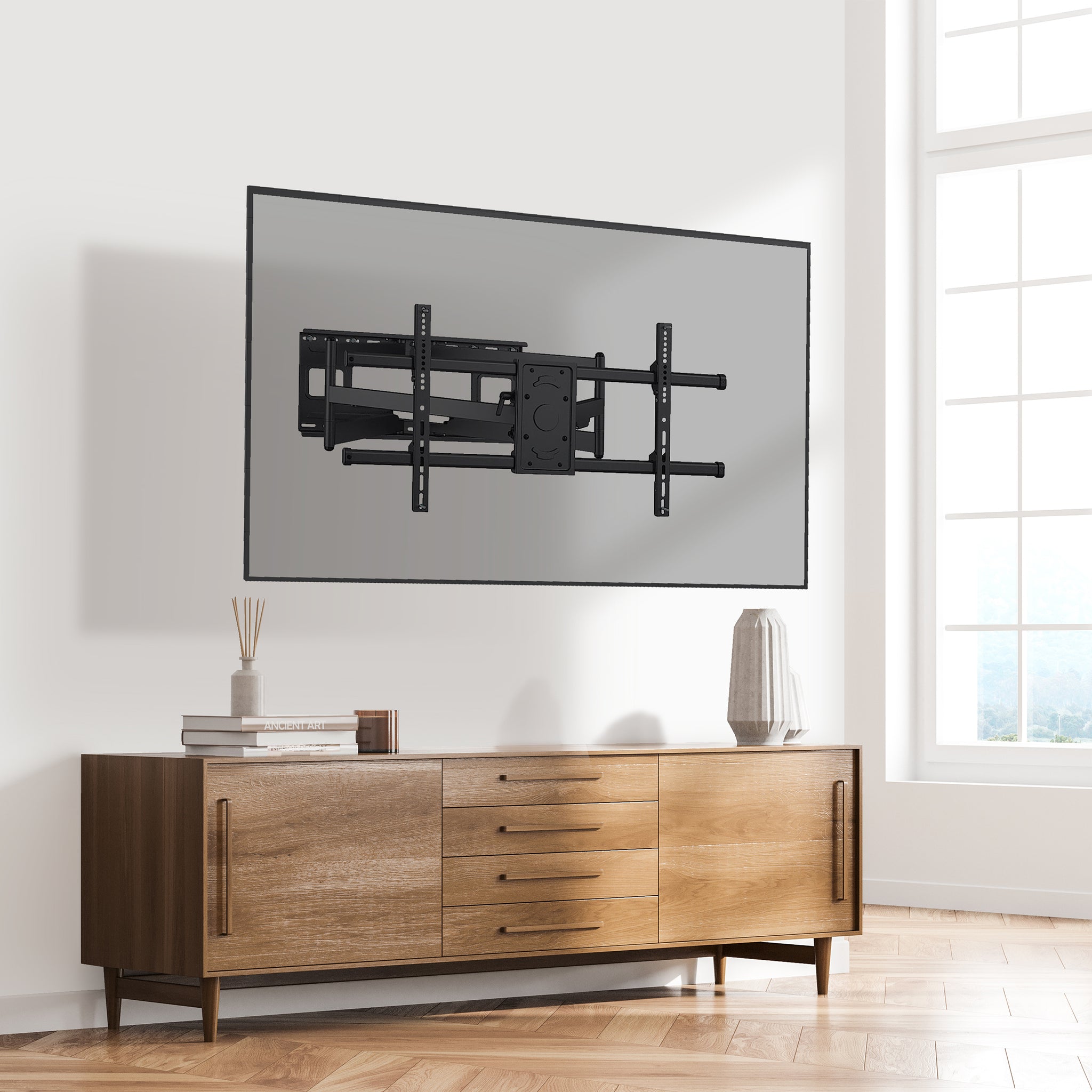 Full Motion, Crafted Steel, Extra Extension, Tv Mount Black 80 89 Inches Metal Metal