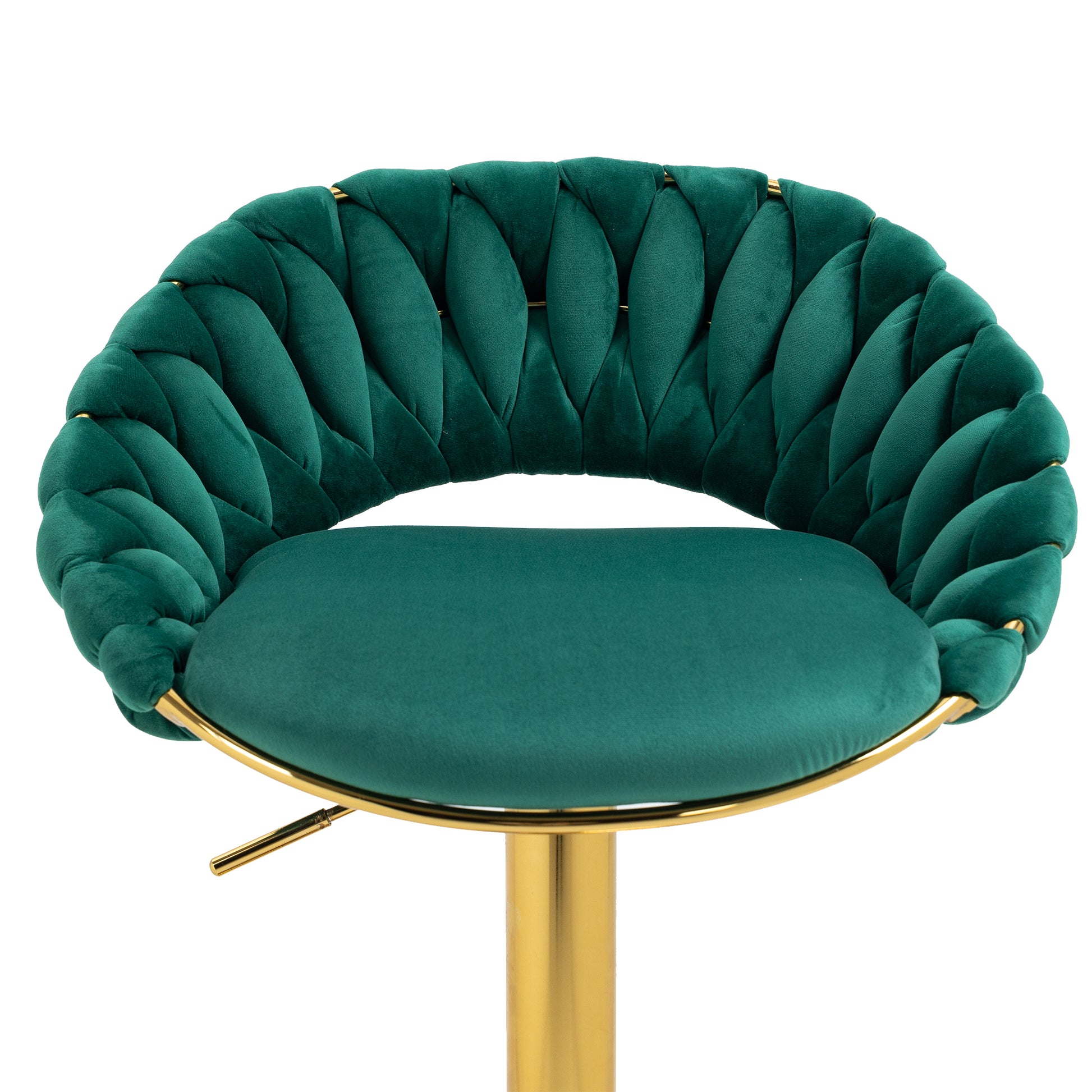 Coolmore Swivel Bar Stools Set Of 2 Adjustable Counter Height Chairs With Footrest For Kitchen, Dining Room 2Pc Set Emerald Polyester