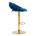 Coolmore Swivel Bar Stools Set Of 2 Adjustable Counter Height Chairs With Footrest For Kitchen, Dining Room 2Pc Set Navy Blue Polyester