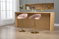 Coolmore Swivel Bar Stools Set Of 2 Adjustable Counter Height Chairs With Footrest For Kitchen, Dining Room 2Pc Set Pink Polyester