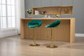 Coolmore Swivel Bar Stools Set Of 2 Adjustable Counter Height Chairs With Footrest For Kitchen, Dining Room 2Pc Set Emerald Polyester