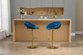 Coolmore Swivel Bar Stools Set Of 2 Adjustable Counter Height Chairs With Footrest For Kitchen, Dining Room 2Pc Set Navy Blue Polyester