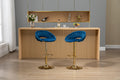 Coolmore Swivel Bar Stools Set Of 2 Adjustable Counter Height Chairs With Footrest For Kitchen, Dining Room 2Pc Set Navy Blue Polyester