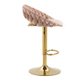 Coolmore Swivel Bar Stools Set Of 2 Adjustable Counter Height Chairs With Footrest For Kitchen, Dining Room 2Pc Set Pink Polyester