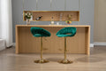 Coolmore Swivel Bar Stools Set Of 2 Adjustable Counter Height Chairs With Footrest For Kitchen, Dining Room 2Pc Set Emerald Polyester