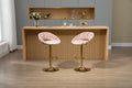 Coolmore Swivel Bar Stools Set Of 2 Adjustable Counter Height Chairs With Footrest For Kitchen, Dining Room 2Pc Set Pink Polyester