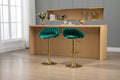 Coolmore Swivel Bar Stools Set Of 2 Adjustable Counter Height Chairs With Footrest For Kitchen, Dining Room 2Pc Set Emerald Polyester