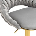 Coolmore Swivel Bar Stools Set Of 2 Adjustable Counter Height Chairs With Footrest For Kitchen, Dining Room 2Pc Set Gray Polyester