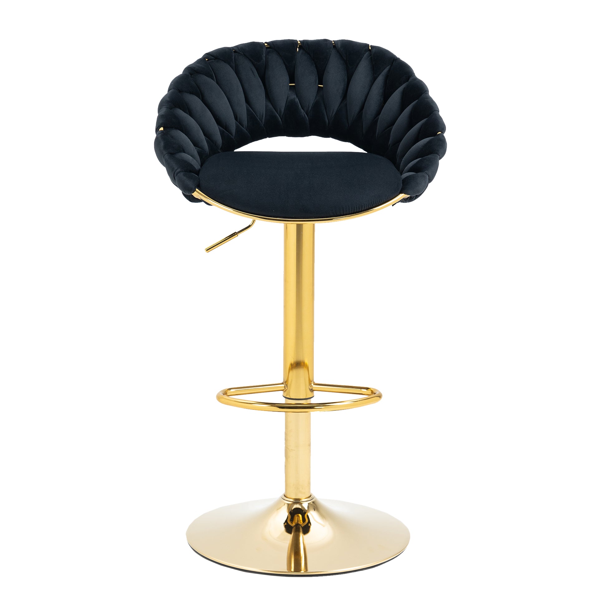 Coolmore Swivel Bar Stools Set Of 2 Adjustable Counter Height Chairs With Footrest For Kitchen, Dining Room 2Pc Set Black Polyester