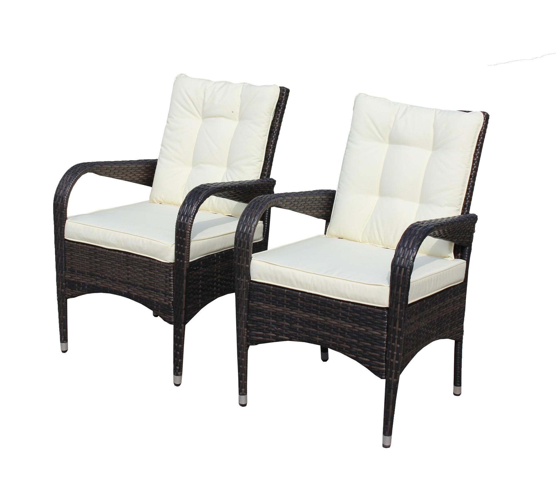 2 Piece Liberatore Dining Chairs With Cushions Beige Cushion Brown Iron