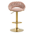 Coolmore Swivel Bar Stools Set Of 2 Adjustable Counter Height Chairs With Footrest For Kitchen, Dining Room 2Pc Set Pink Polyester