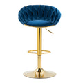 Coolmore Swivel Bar Stools Set Of 2 Adjustable Counter Height Chairs With Footrest For Kitchen, Dining Room 2Pc Set Navy Blue Polyester